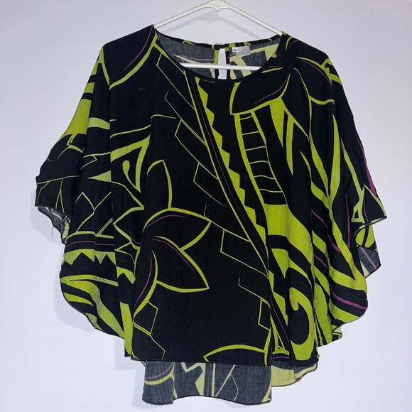 Women's Hawaiian Ciel Blue circle top size small black and green - Picture 1 of 10